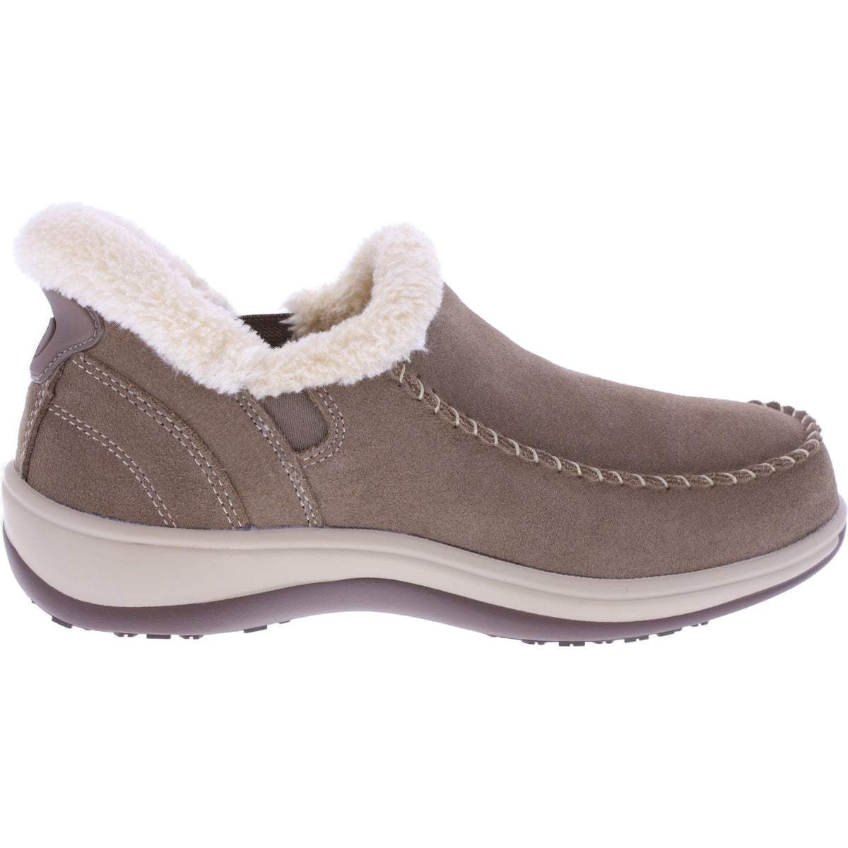 Orthofeet® | Lorin | Hellbraun-Taupe | Hands-Free Slipper mit Fersendämpfung | Damen Hausschuhe