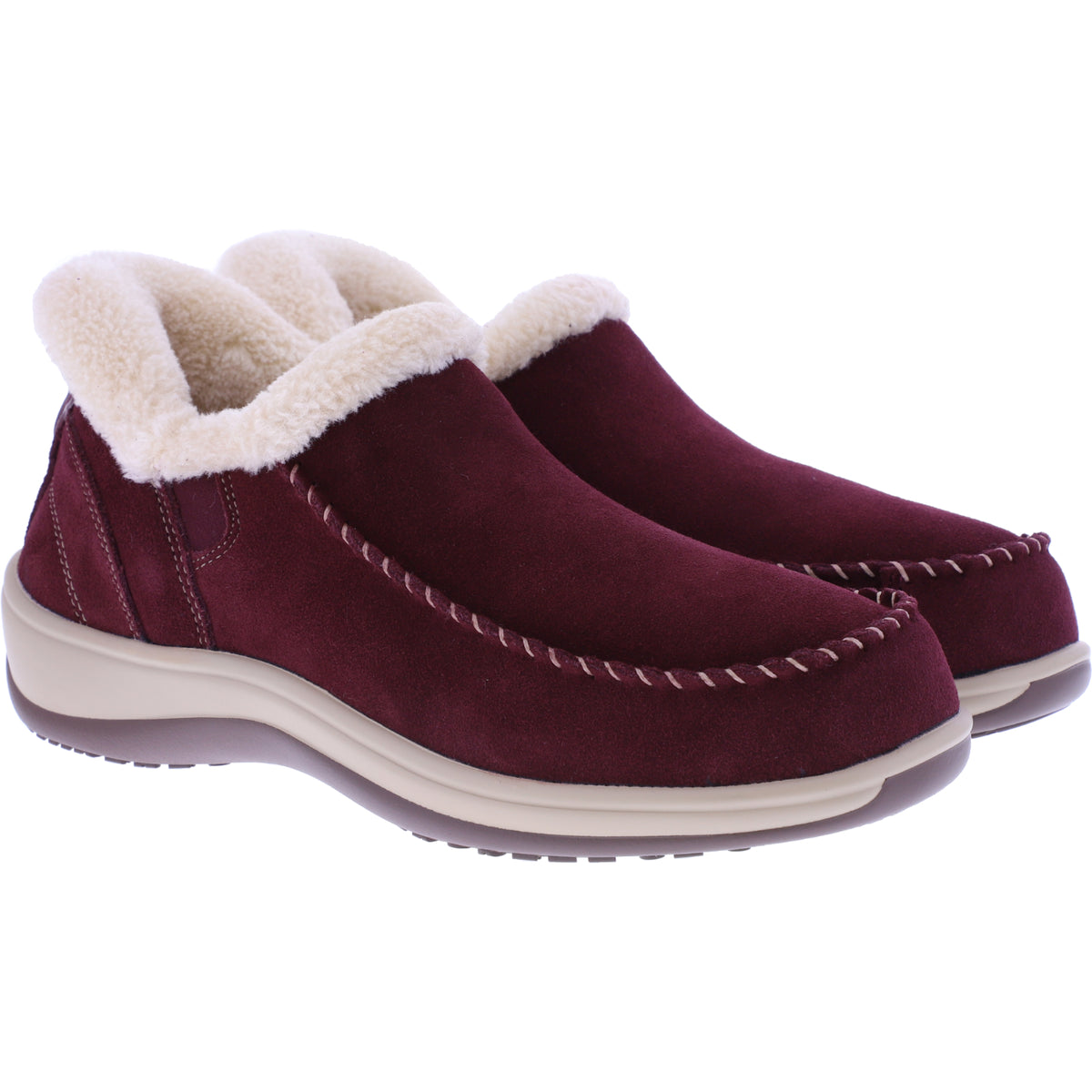 Orthofeet® | Lorin | Bordeaux-Rot | Hands-Free Slipper mit Fersendämpfung | Damen Hausschuhe