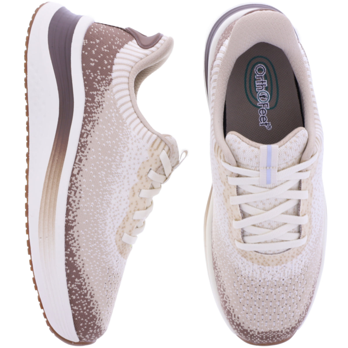 Orthofeet® | Nira | Taupe-Nutmeg | Hands-Free Schuhe mit Fersendämpfung | Damen Schnürer