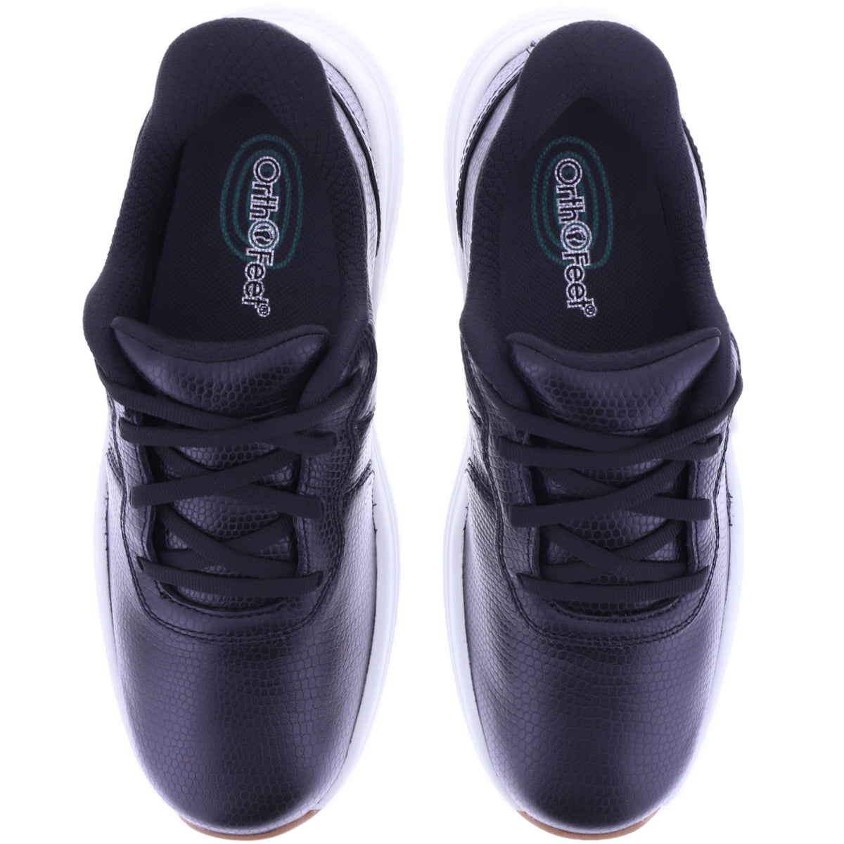 Orthofeet® | Stride | Schwarz Leder | Hands-Free Schuhe mit Fersendämpfung | Damen Schnürer