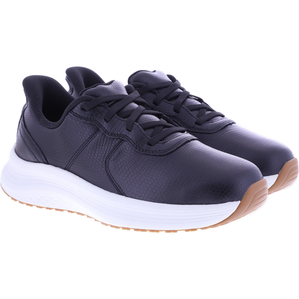 Orthofeet® | Stride | Schwarz Leder | Hands-Free Schuhe mit Fersendämpfung | Damen Schnürer