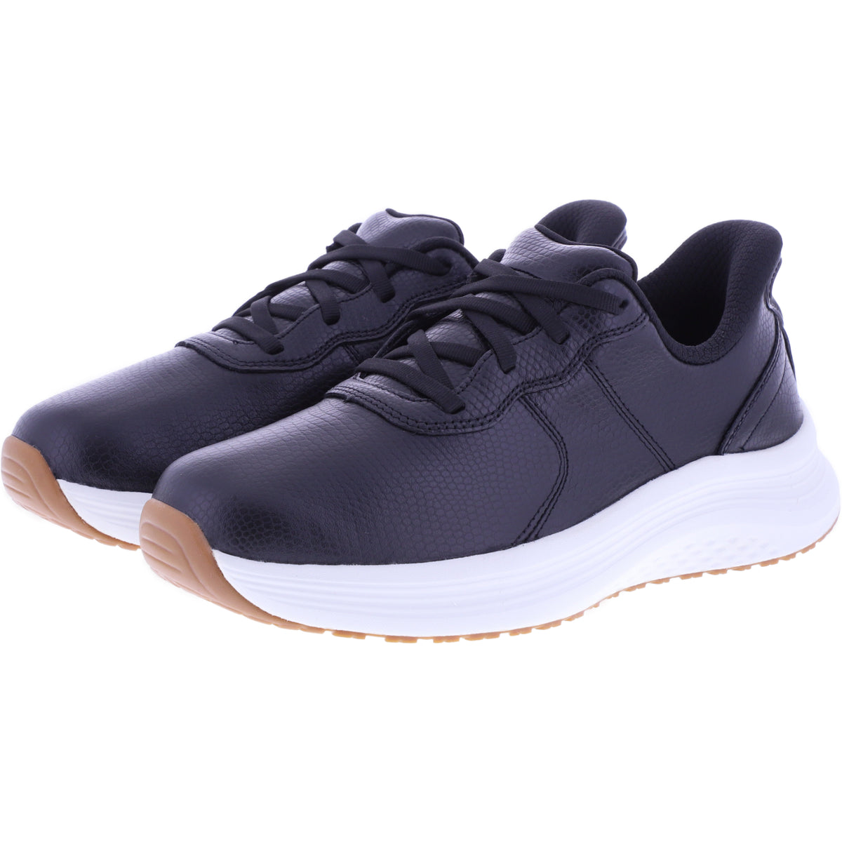 Orthofeet® | Stride | Schwarz Leder | Hands-Free Schuhe mit Fersendämpfung | Damen Schnürer