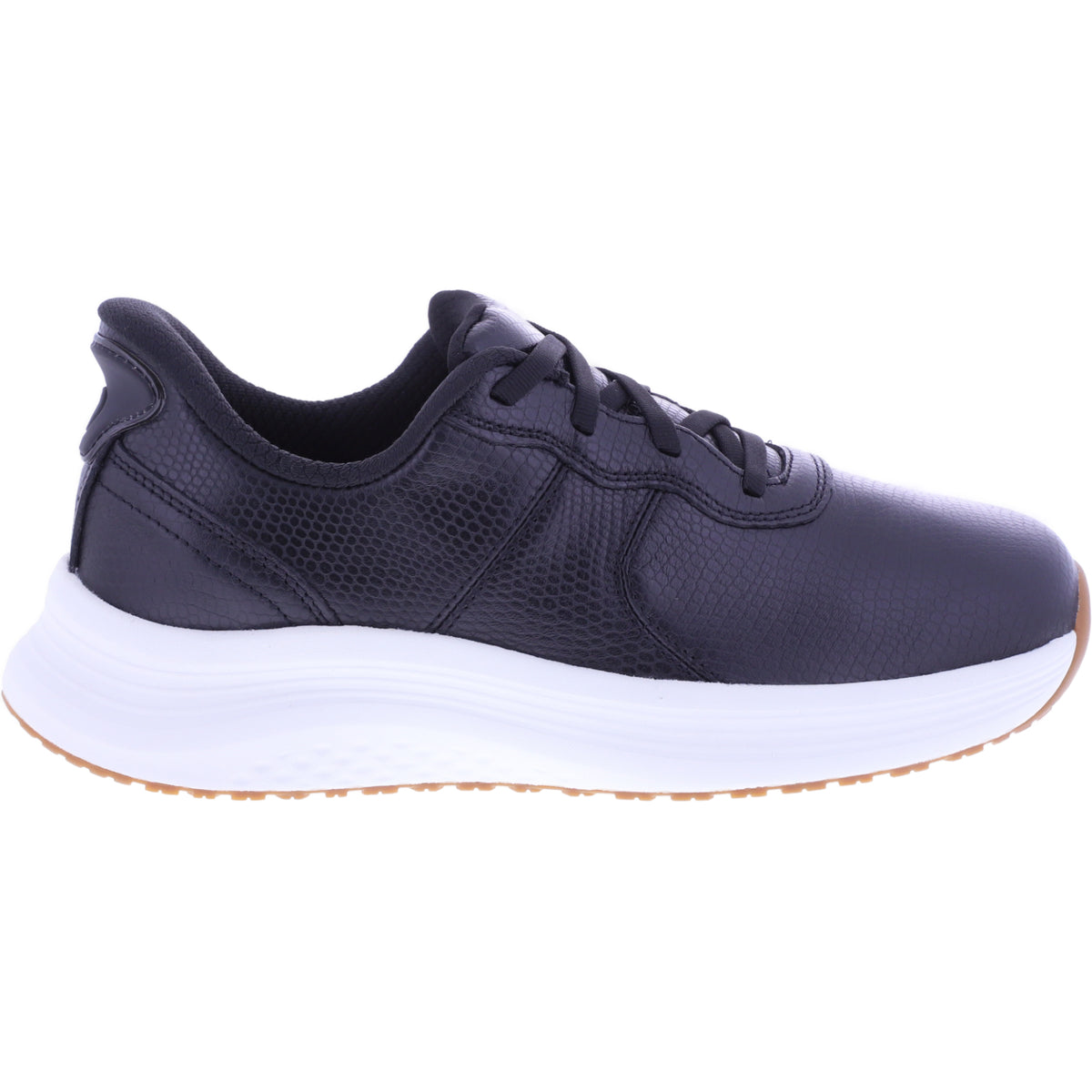 Orthofeet® | Stride | Schwarz Leder | Hands-Free Schuhe mit Fersendämpfung | Damen Schnürer