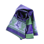 Otto Flemmich / Premium Seiden-Schal gewebt / Feigenblau-Lindgrün-Mattsilber / kleine Hirsche
