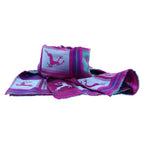 Otto Flemmich / Premium Seiden-Schal gewebt / Purpurpink-Türkisblaugrün / große Hirsche