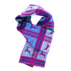 Otto Flemmich / Premium Seiden-Schal gewebt / Purpurpink-Türkisblaugrün / große Hirsche