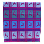 Otto Flemmich / Premium Seiden-Schal gewebt / Purpurpink-Türkisblaugrün / große Hirsche