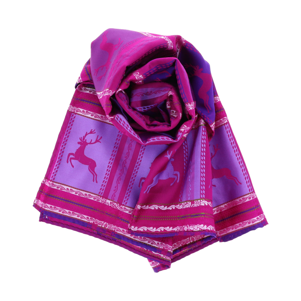 Otto Flemmich / Premium Seiden-Schal gewebt / Fuchsia-Amethystviolett / große Hirsche