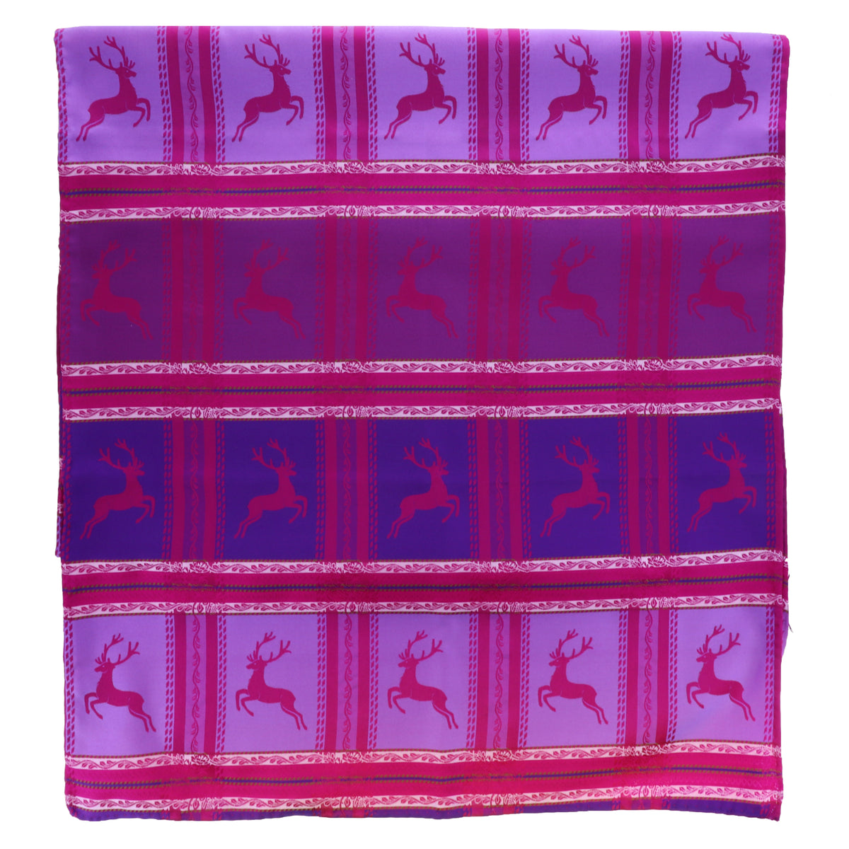 Otto Flemmich / Premium Seiden-Schal gewebt / Fuchsia-Amethystviolett / große Hirsche