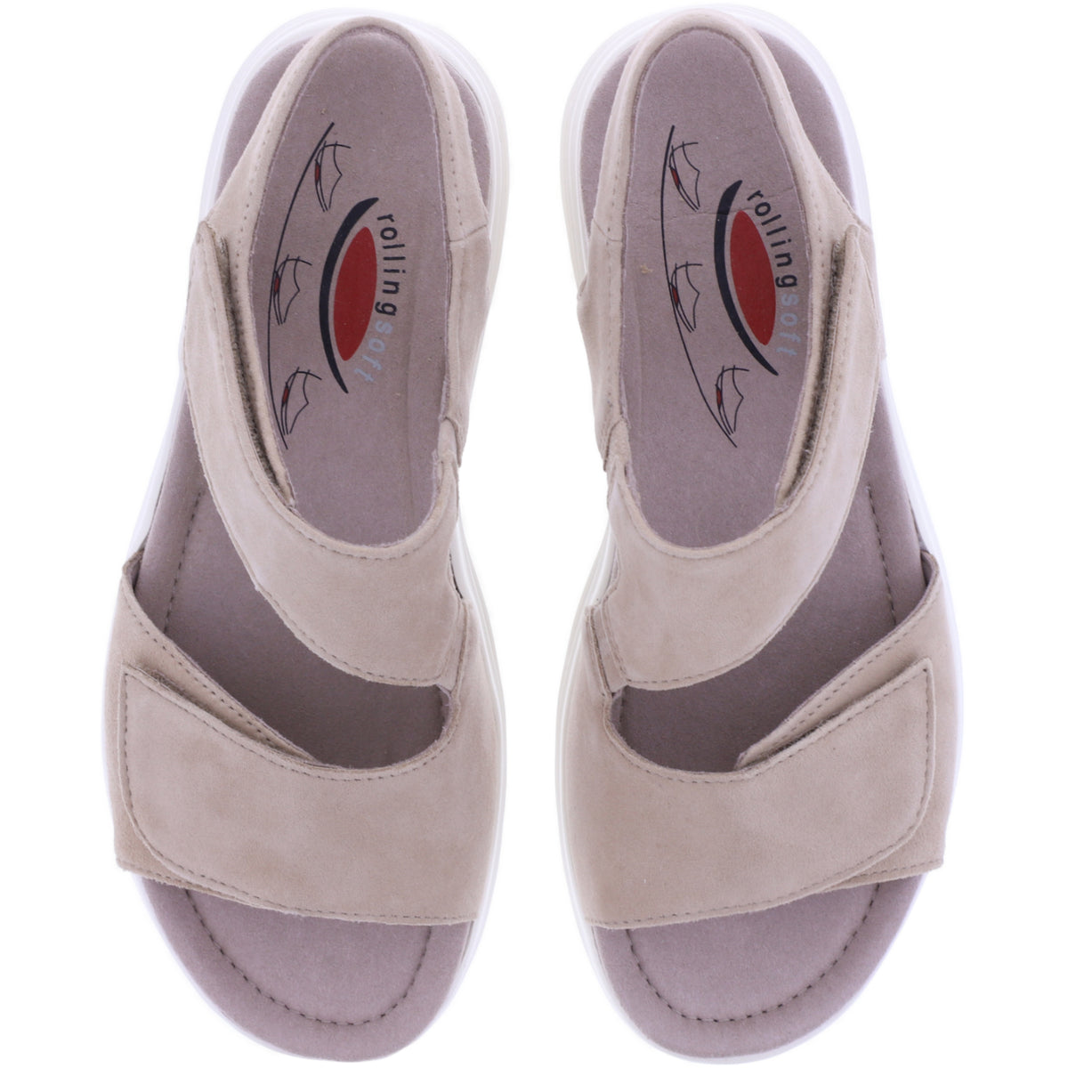 Rollingsoft by Gabor | Damen Aktiv Sandalen | Sand Samtchevreau-Leder | mit Klettverschluss