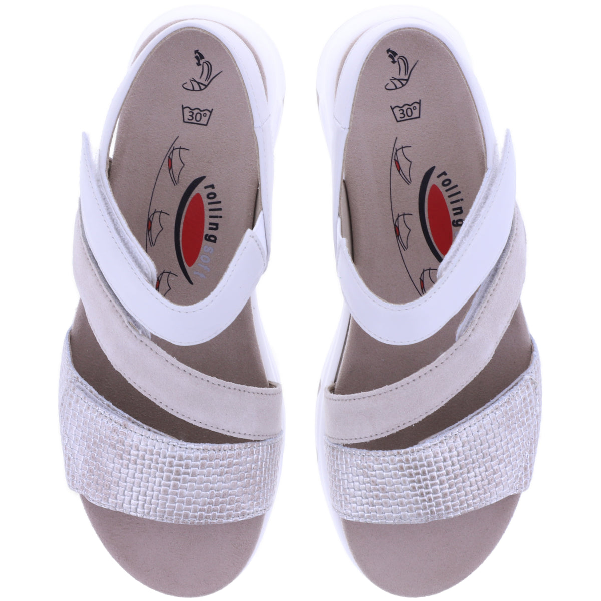 Rollingsoft by Gabor | Damen Aktiv Sandalen | Beige-Offwhite | mit Wechselfußbett