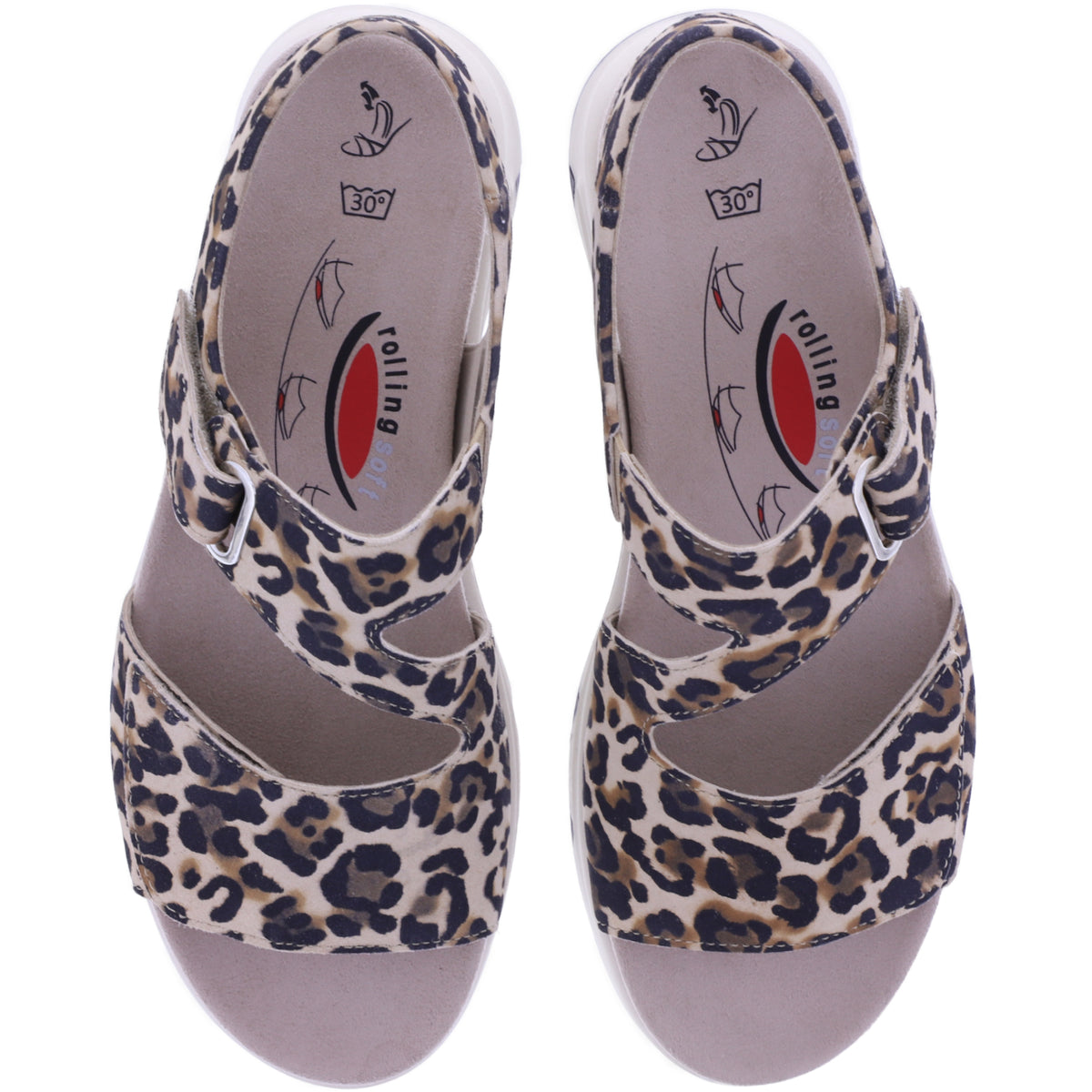 Rollingsoft by Gabor | Damen Aktiv Sandalen | Natur-Leomuster | mit Wechselfußbett