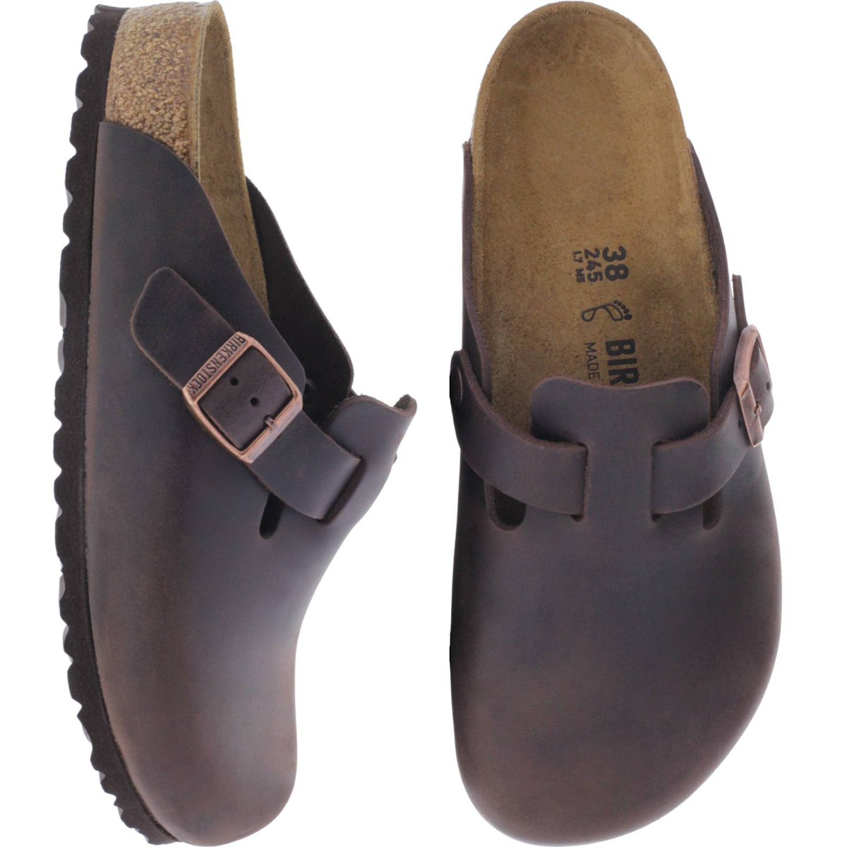 Birkenstock | Boston | Habana-Braun Fettleder | Weite: Normal | 860131 | Unisex Clogs