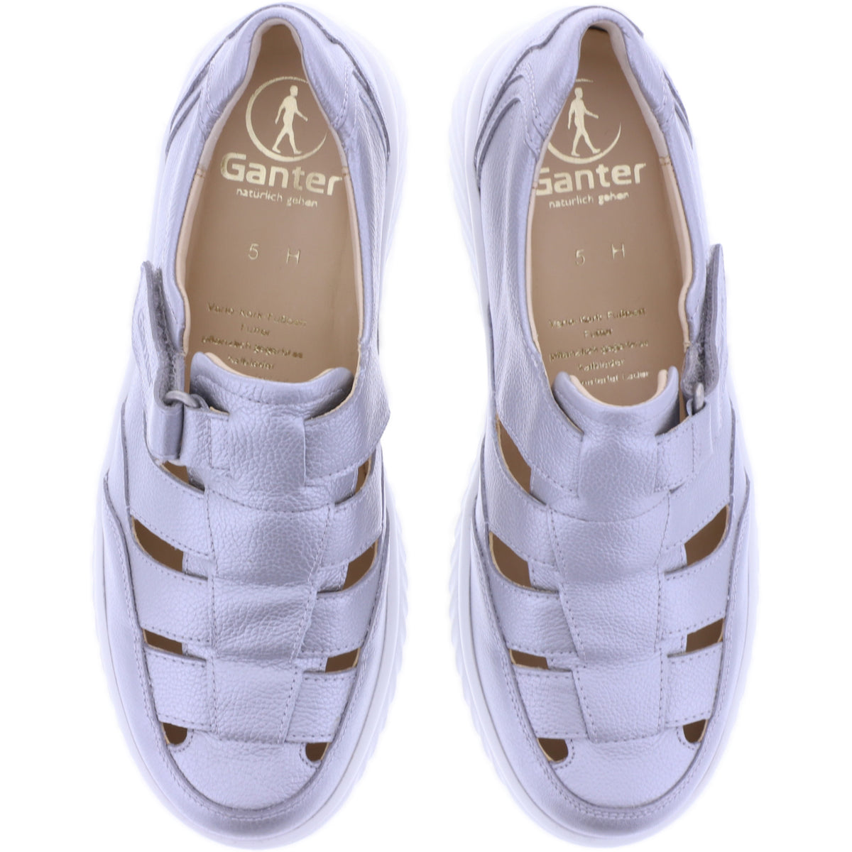 Ganter | Heike | Silber Softmetallic | Weite: H | Kalbsleder | 9-204550-7600 | Damen Sandale