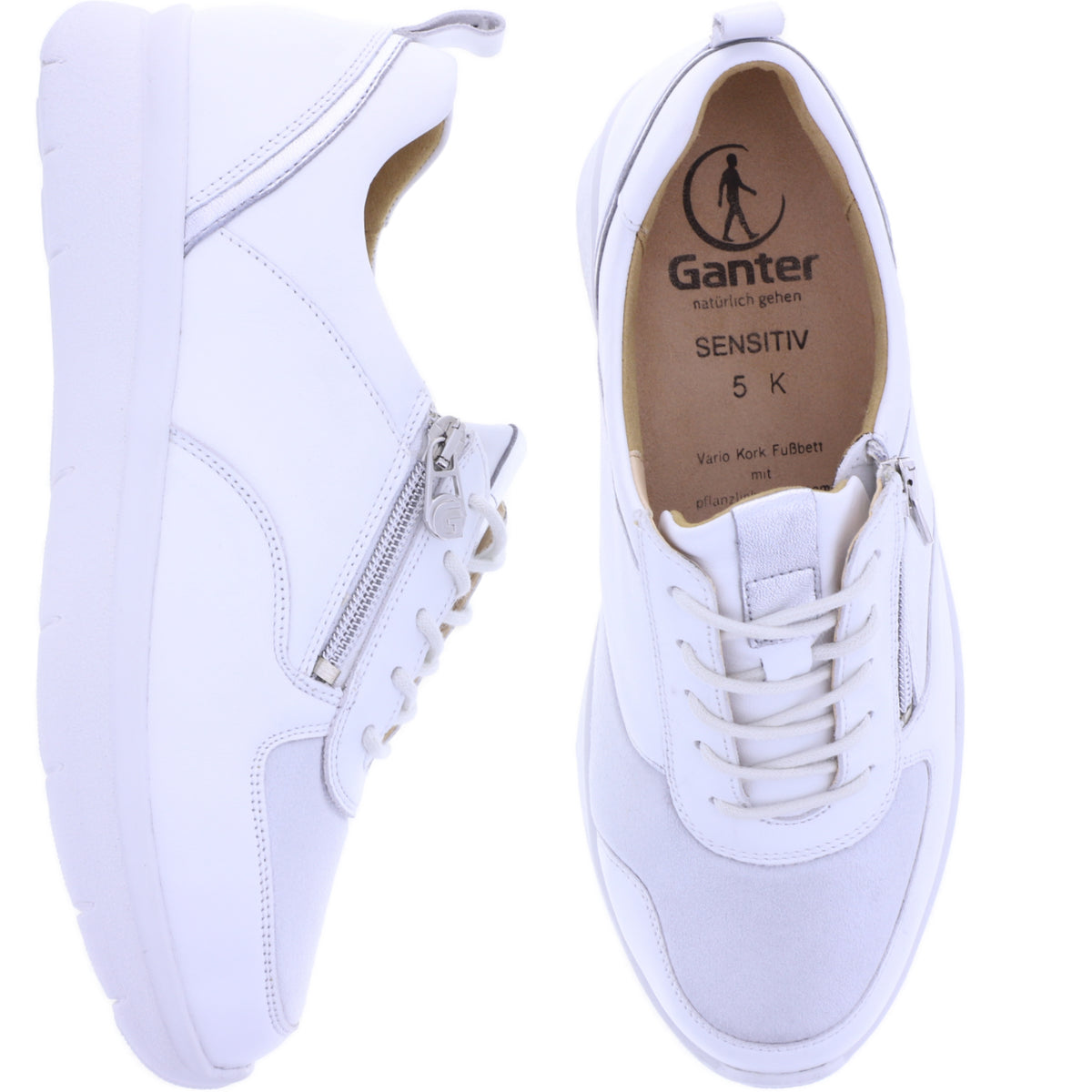 Ganter | Kira | Milk-Weiß | Kalbsleder | Sensitiv | Weite: K | 9-209227-0600 | Damen Schnürer