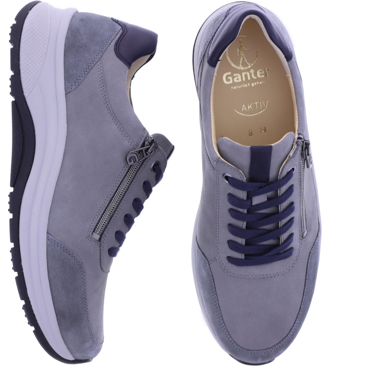 Ganter AKTIV | High Flyer | Graphit-Greyblue | Weite: H | Kalbsleder | 9-251912-6364 Herren Schnürer