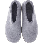 Glerups / Modell: "A" / Grey-Grau Wollfilz / Kalbsleder-Sohle / Geschlossene Hausschuhe