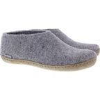 Glerups / Modell: "A" / Grey-Grau Wollfilz / Kalbsleder-Sohle / Geschlossene Hausschuhe