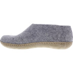 Glerups / Modell: "A" / Grey-Grau Wollfilz / Kalbsleder-Sohle / Geschlossene Hausschuhe