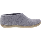 Glerups / Modell: "A" / Grey-Grau Wollfilz / Kalbsleder-Sohle / Geschlossene Hausschuhe