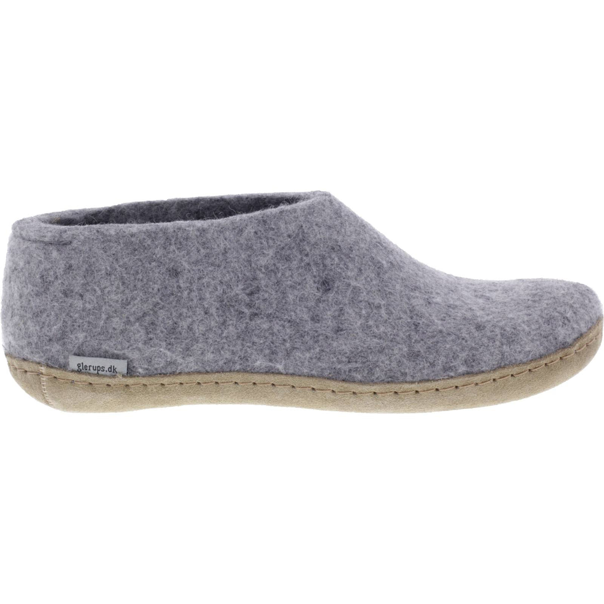 Glerups / Modell: "A" / Grey-Grau Wollfilz / Kalbsleder-Sohle / Geschlossene Hausschuhe