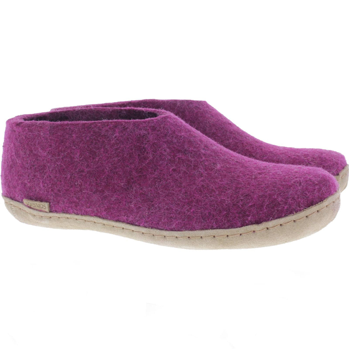 Glerups / Modell: "A" / Cranberry Wollfilz / Kalbsleder-Sohle / Geschlossene Hausschuhe