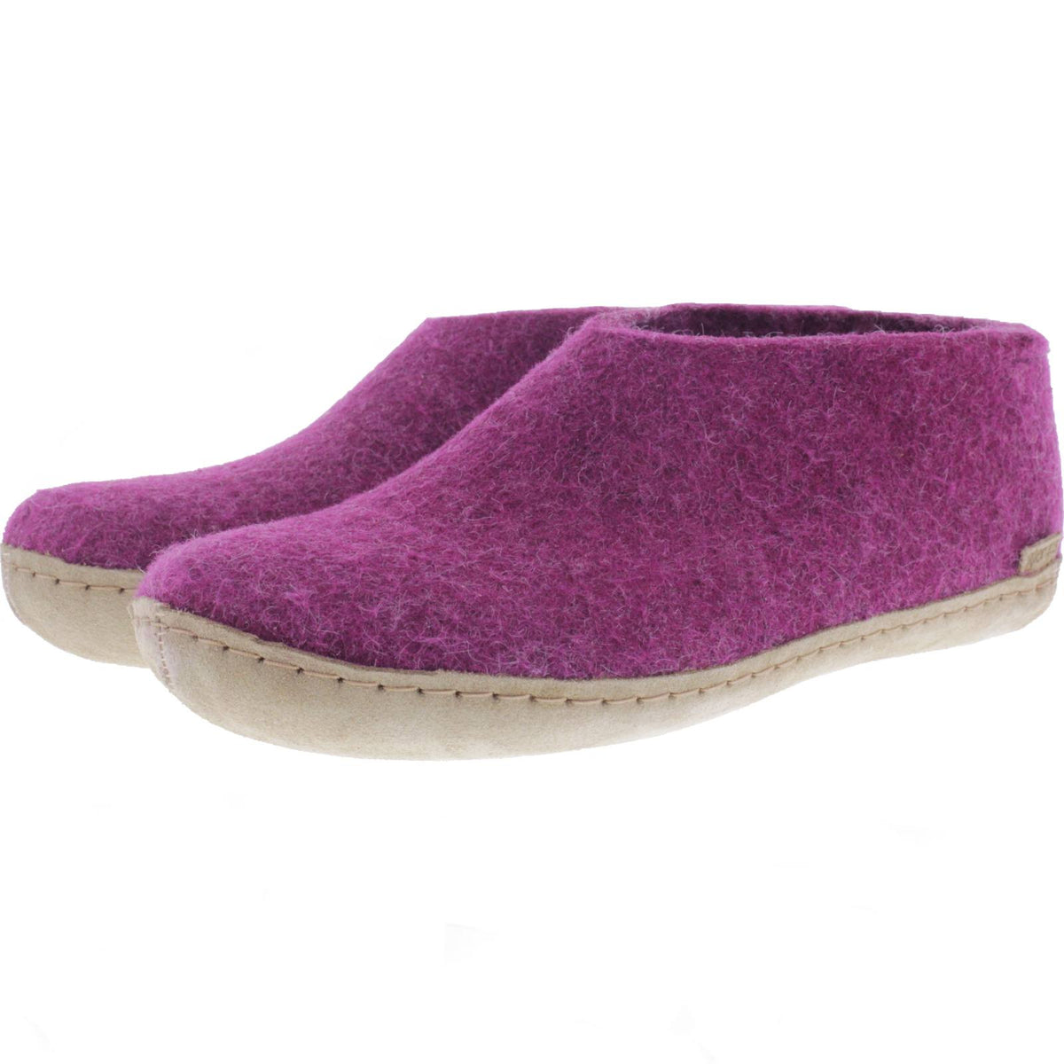 Glerups / Modell: "A" / Cranberry Wollfilz / Kalbsleder-Sohle / Geschlossene Hausschuhe