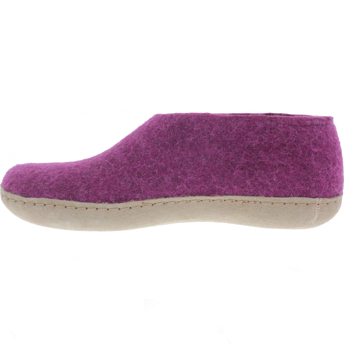 Glerups / Modell: "A" / Cranberry Wollfilz / Kalbsleder-Sohle / Geschlossene Hausschuhe