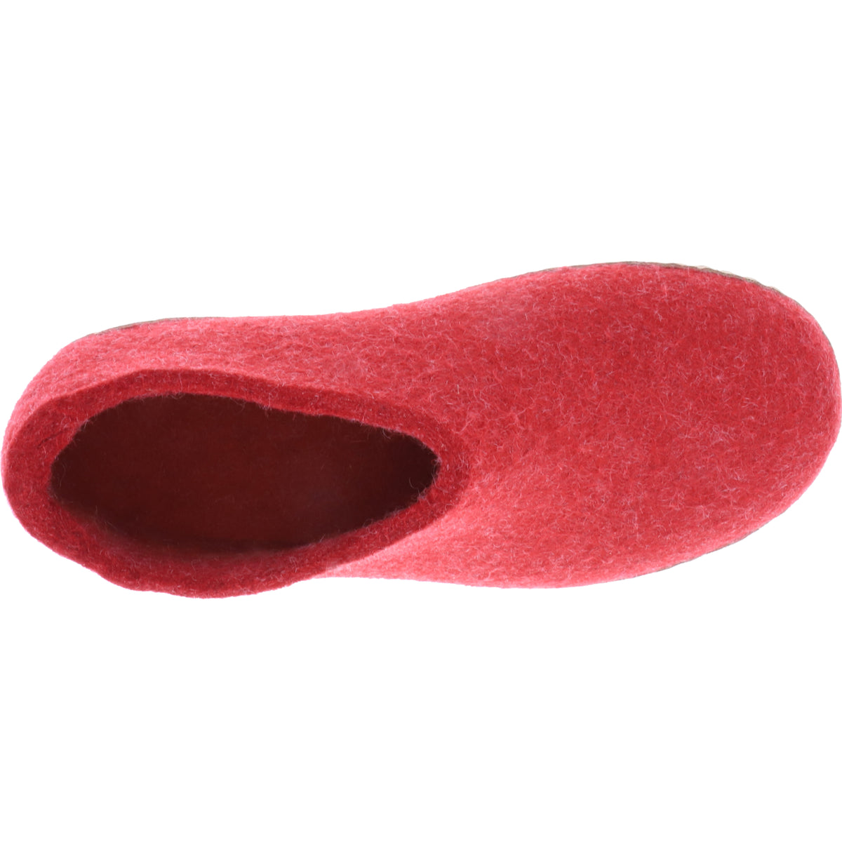 Glerups / Modell: "A" / Rot Wollfilz / Kalbsleder-Sohle / Geschlossene Hausschuhe