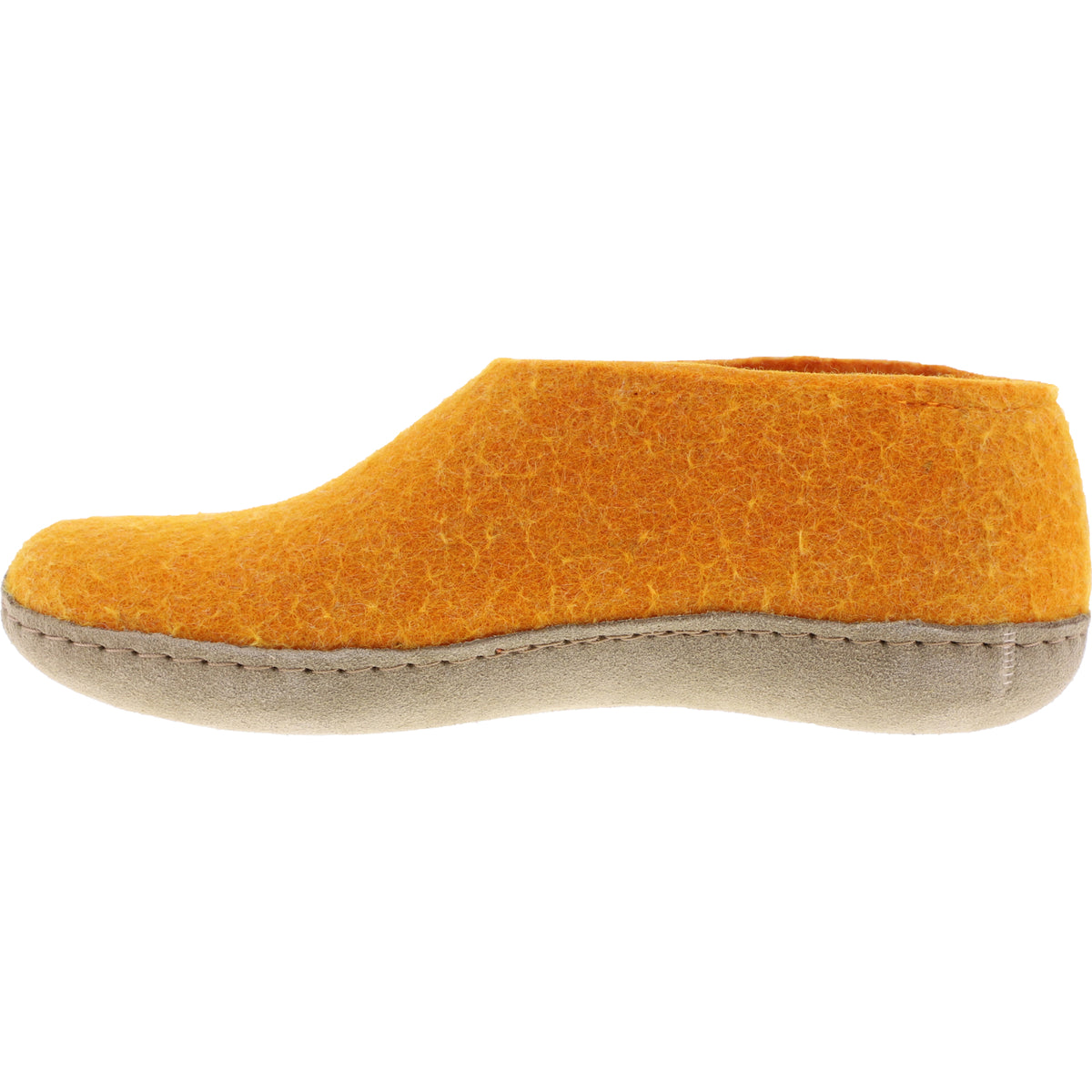 Glerups / Modell: "A" / Orange Wollfilz / Kalbsleder-Sohle / Geschlossene Hausschuhe