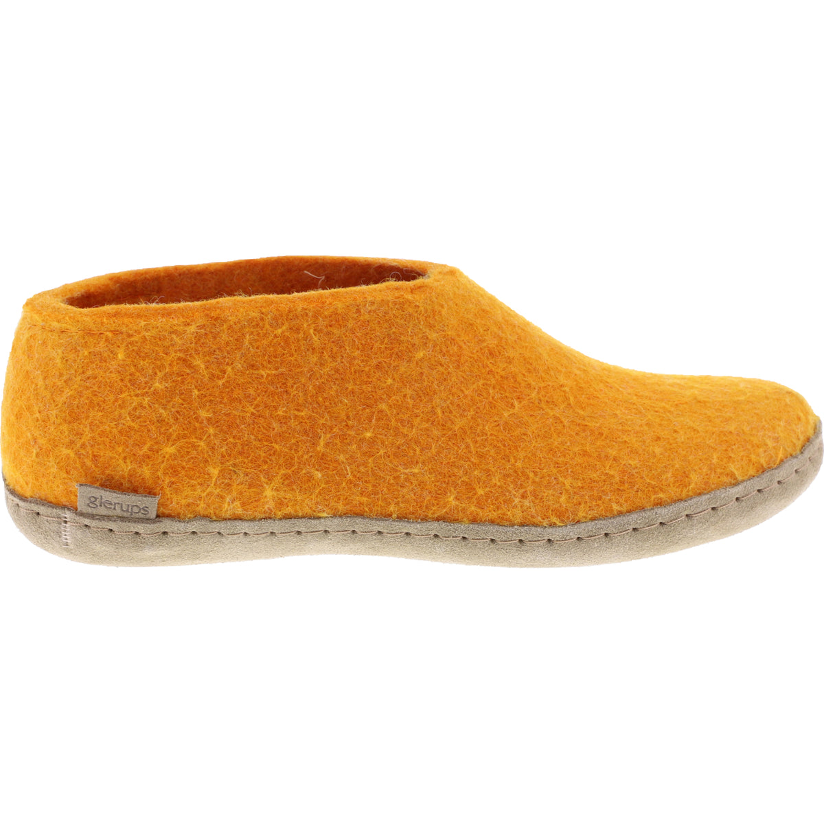 Glerups / Modell: "A" / Orange Wollfilz / Kalbsleder-Sohle / Geschlossene Hausschuhe