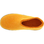 Glerups / Modell: "A" / Orange Wollfilz / Kalbsleder-Sohle / Geschlossene Hausschuhe