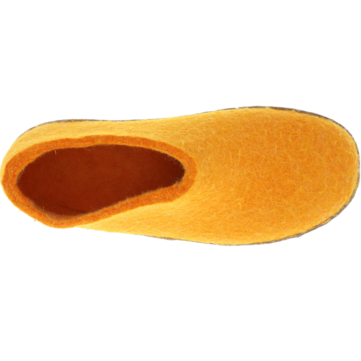 Glerups / Modell: "A" / Orange Wollfilz / Kalbsleder-Sohle / Geschlossene Hausschuhe