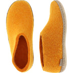 Glerups / Modell: "A" / Orange Wollfilz / Kalbsleder-Sohle / Geschlossene Hausschuhe