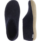 Glerups / Modell: "A" / Charcoal-Anthrazit Wollfilz / Kalbsleder-Sohle / Geschlossene Hausschuhe
