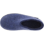 Glerups / Modell: "A" / Denim-Blau Wollfilz / Kalbsleder-Sohle / Geschlossene Hausschuhe