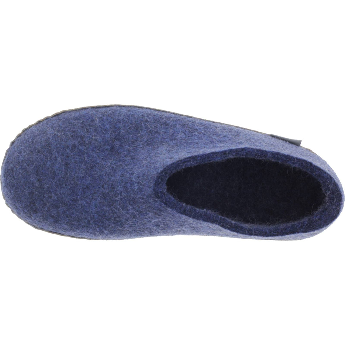 Glerups / Modell: "A" / Denim-Blau Wollfilz / Kalbsleder-Sohle / Geschlossene Hausschuhe