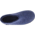 Glerups / Modell: "A" / Denim-Blau Wollfilz / Kalbsleder-Sohle / Geschlossene Hausschuhe