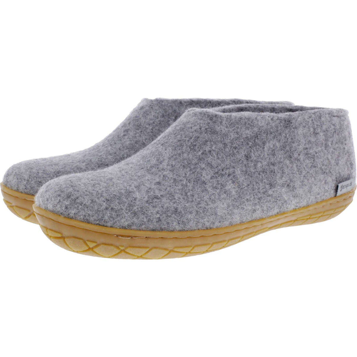 Glerups / Modell: "AR" / Grey-Grau Wollfilz / Kautschuk-Sohle / Geschlossene Hausschuhe