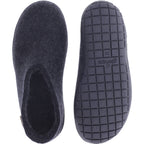 Glerups / Modell: "AR" / Charcoal Schwarz Wollfilz / Schwarze Sohle / Geschlossene Hausschuhe