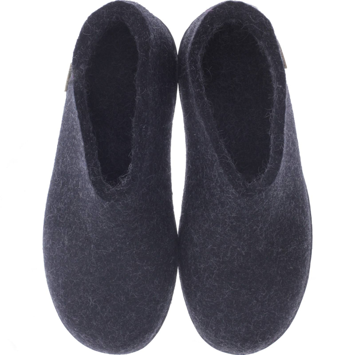 Glerups / Modell: "AR" / Charcoal Schwarz Wollfilz / Schwarze Sohle / Geschlossene Hausschuhe