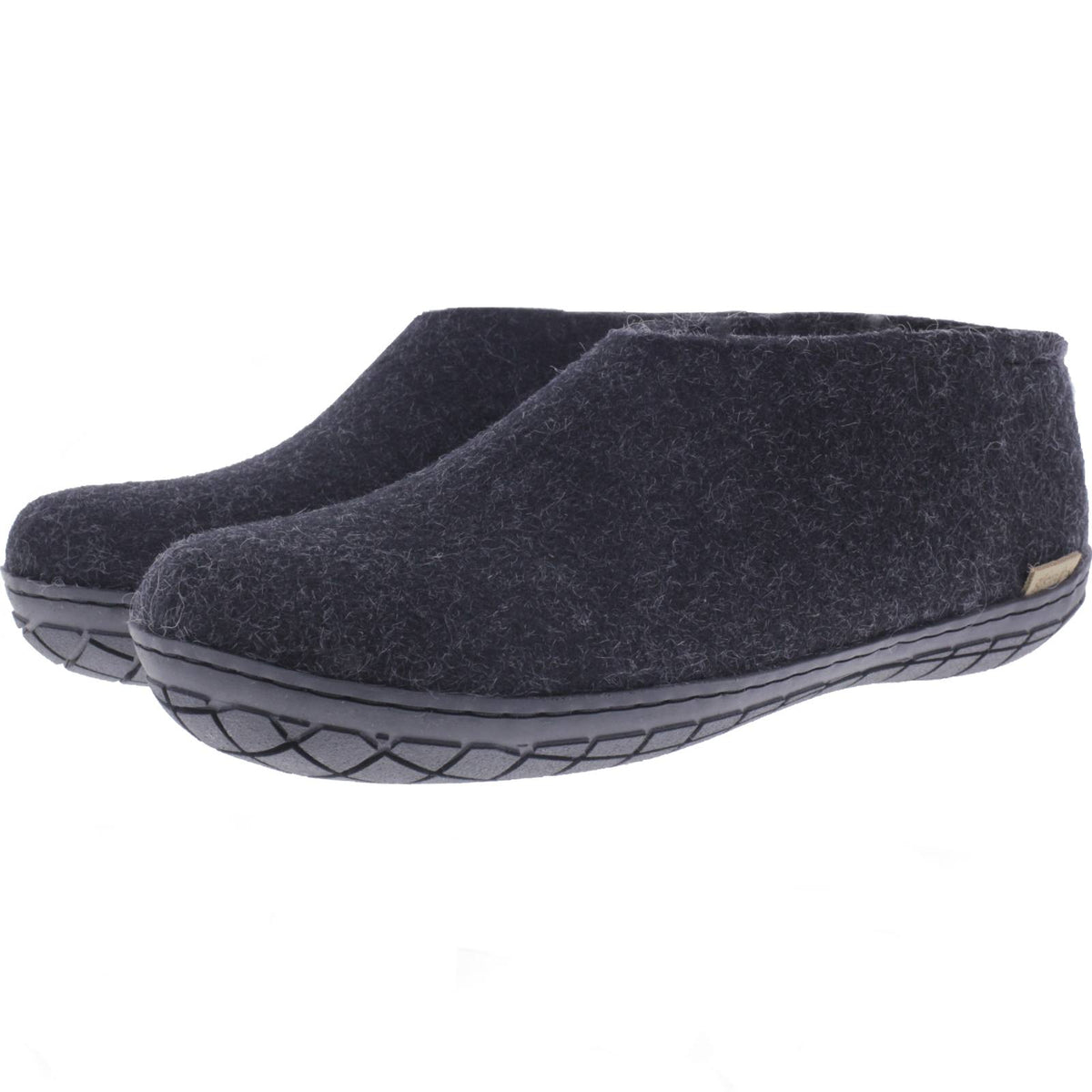 Glerups / Modell: "AR" / Charcoal Schwarz Wollfilz / Schwarze Sohle / Geschlossene Hausschuhe