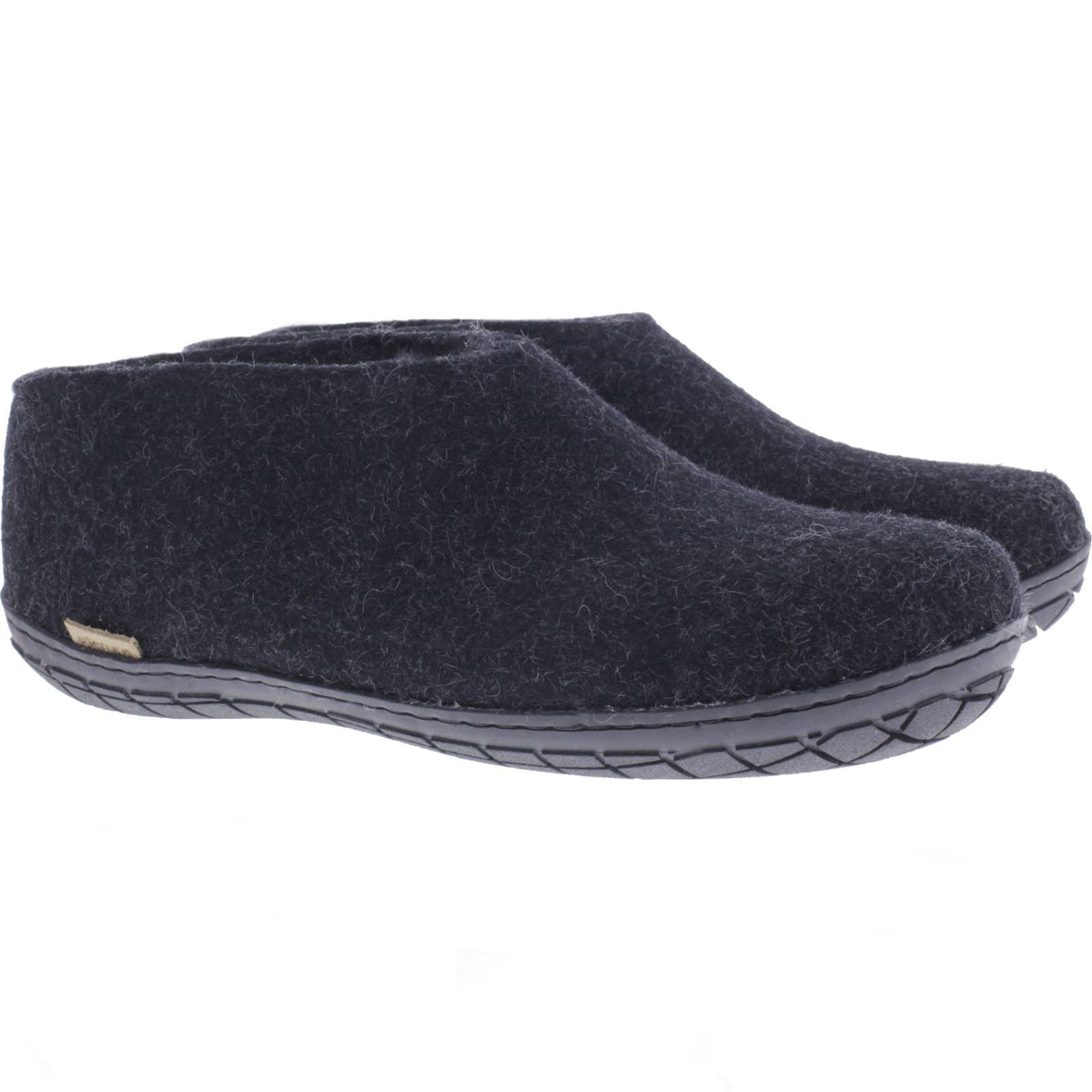 Glerups / Modell: "AR" / Charcoal Schwarz Wollfilz / Schwarze Sohle / Geschlossene Hausschuhe