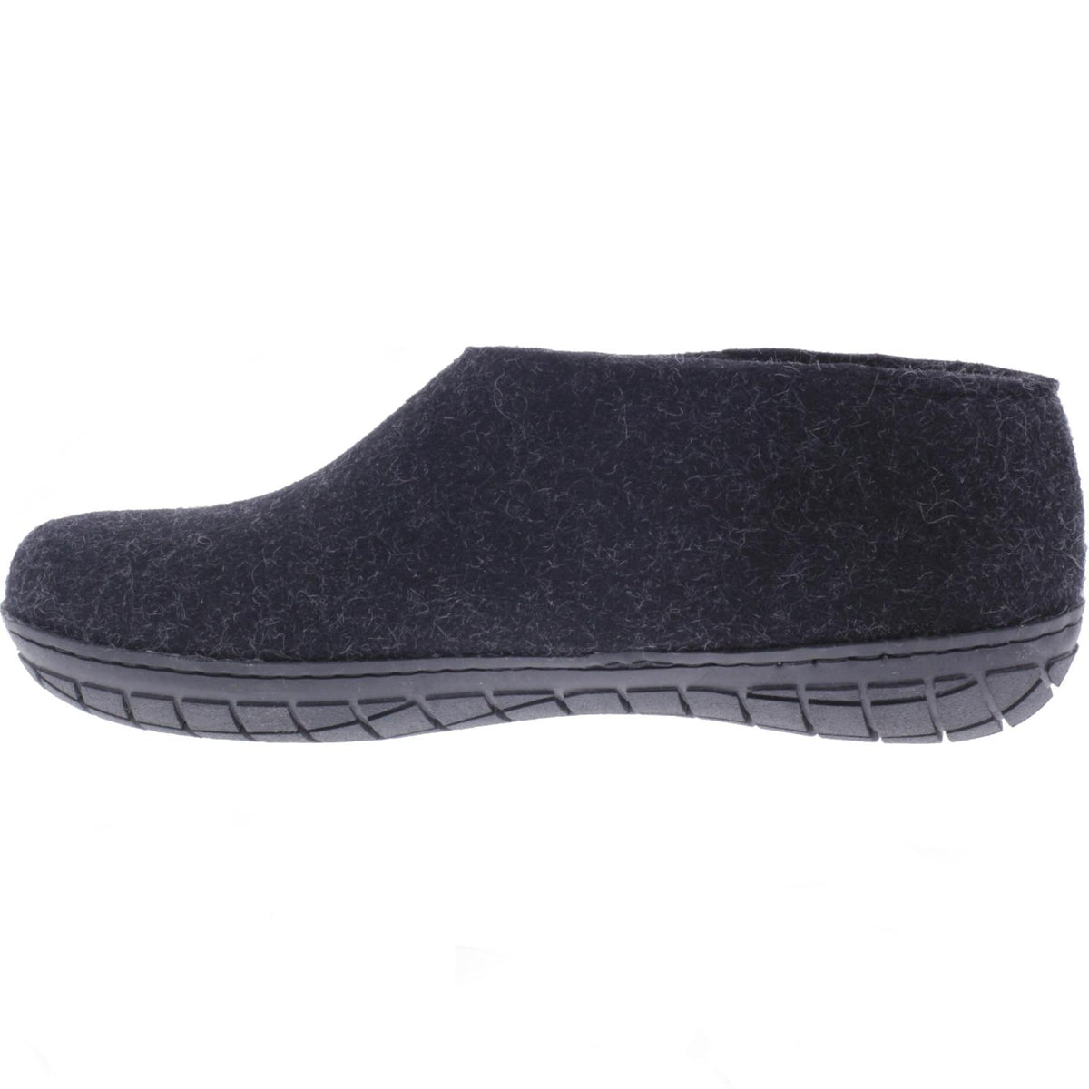 Glerups / Modell: "AR" / Charcoal Schwarz Wollfilz / Schwarze Sohle / Geschlossene Hausschuhe