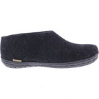 Glerups / Modell: "AR" / Charcoal Schwarz Wollfilz / Schwarze Sohle / Geschlossene Hausschuhe
