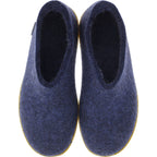 Glerups / Modell: "AR" / Denim-Blau Wollfilz / Kautschuk-Sohle / Geschlossene Hausschuhe