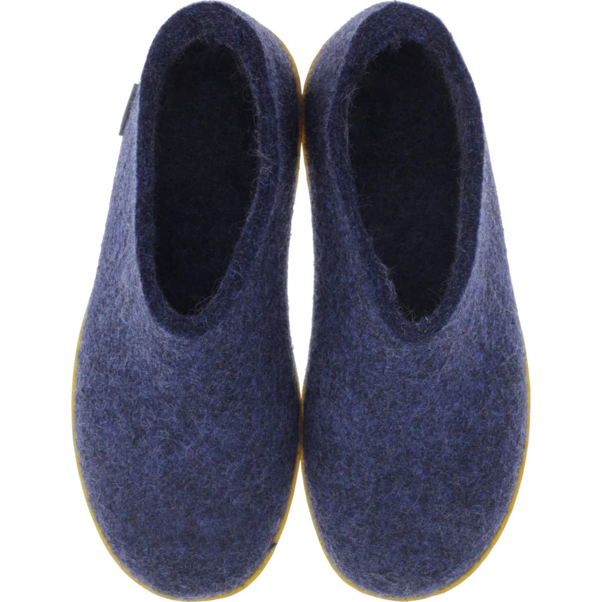 Glerups / Modell: "AR" / Denim-Blau Wollfilz / Kautschuk-Sohle / Geschlossene Hausschuhe