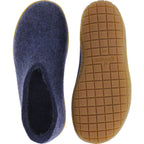 Glerups / Modell: "AR" / Denim-Blau Wollfilz / Kautschuk-Sohle / Geschlossene Hausschuhe