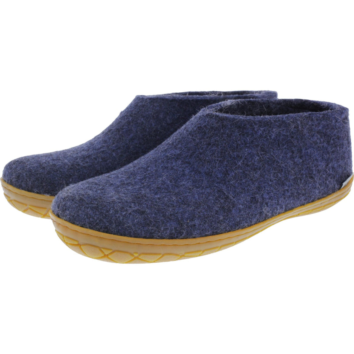 Glerups / Modell: "AR" / Denim-Blau Wollfilz / Kautschuk-Sohle / Geschlossene Hausschuhe