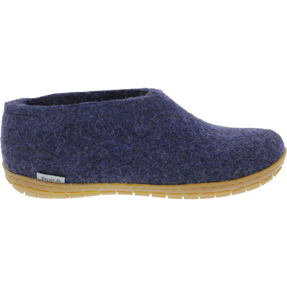 Glerups / Modell: "AR" / Denim-Blau Wollfilz / Kautschuk-Sohle / Geschlossene Hausschuhe